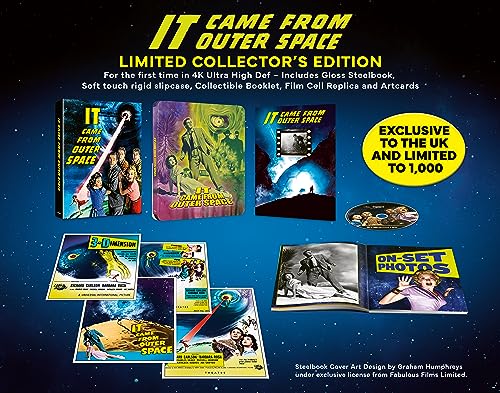 It Came From Outer Space collector's edition including steelbook, disc, booklet, and art cards.