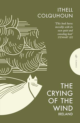 Book cover featuring an olive green background, line art of clouds and a building.