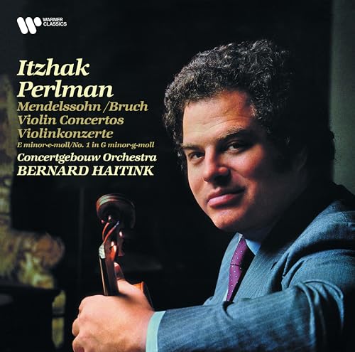 Itzhak Perlman portrait on album cover with violin, Warner Classics label.