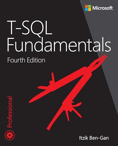 Book cover for "T-SQL Fundamentals" fourth edition, featuring red calipers.