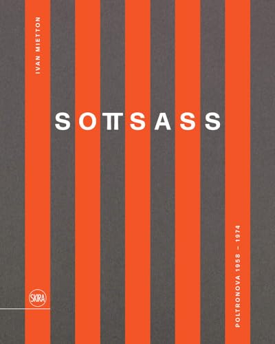 Book cover with bold orange and gray stripes, title “Sottsass”.