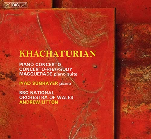Red CD cover featuring text: Khachaturian, piano concerto, Iyad Sughayer.