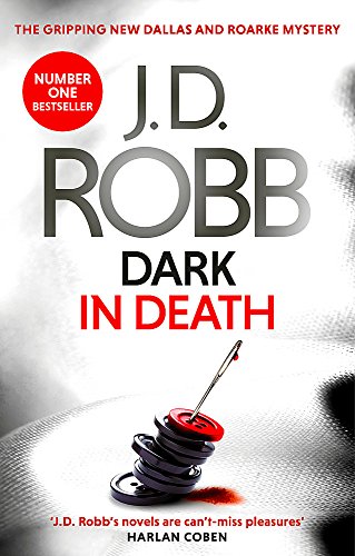 Book cover: "Dark in Death" by J.D. Robb, with a sewing needle image.