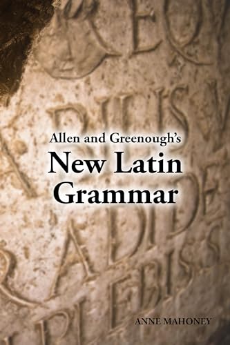 Book cover: "Allen and Greenough's New Latin Grammar" with stone texture.
