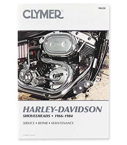Clymer repair manual cover featuring a Harley-Davidson Shovelhead engine.