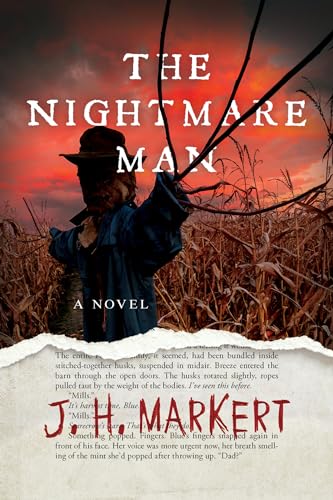 Book cover: shadowy figure in a hat stands in a cornfield.