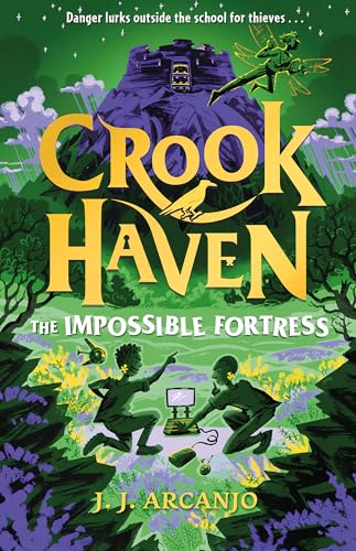 Book cover: fortress, children, and a fairy in a green, illustrated landscape.