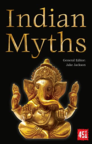 Book cover: "Indian Myths" featuring a golden statue of Ganesha.