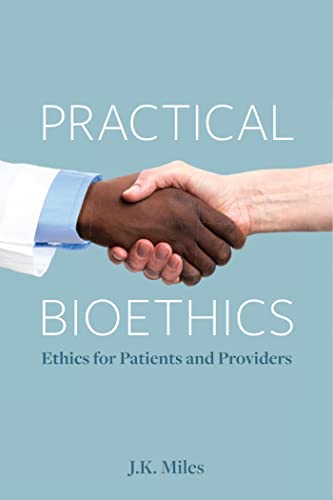 Book cover: "Practical Bioethics" with hands shaking, light blue background.