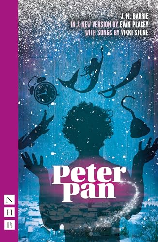 Cover of “Peter Pan” play script with silhouettes and starry blue background.