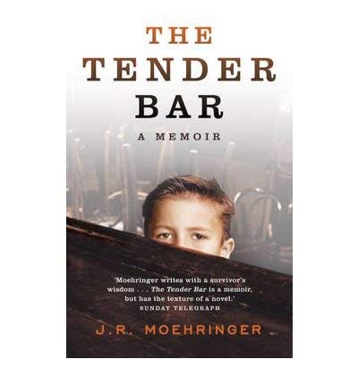 Book cover for The Tender Bar showing a young boy behind a wooden bar counter.