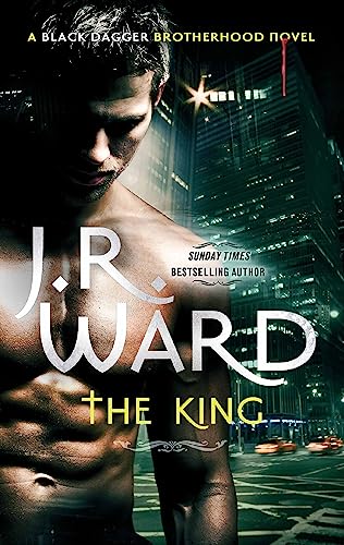 Book cover: shirtless man with cityscape background, title “The King”.