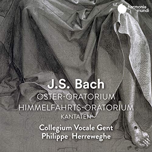 A grayscale album cover with a draped figure and white text overlay.