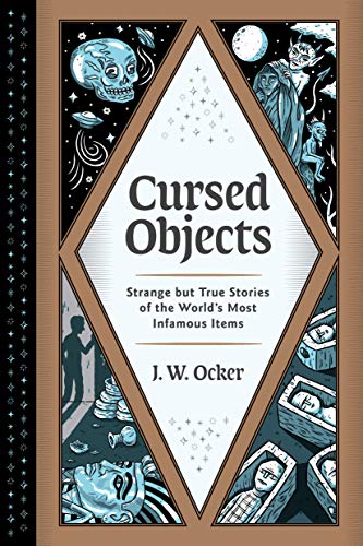 Book cover with skull, planets, and demonic figures; title "Cursed Objects".