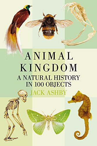 Book cover featuring diverse animal specimens: bird, insect, skeleton, and seahorse.