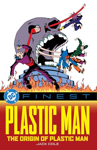 Comic book cover featuring Plastic Man stretching and a large, menacing face.