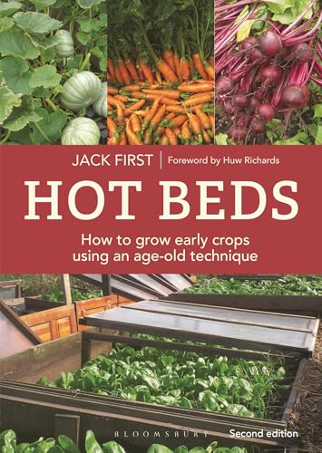 Book cover featuring garden vegetables and a wooden hot bed structure.