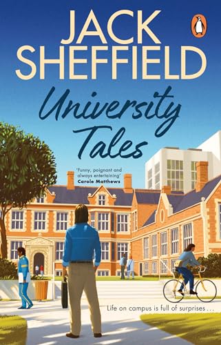 Book cover for University Tales by Jack Sheffield featuring a red brick campus building.