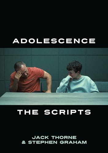 Book cover titled Adolescence: The Scripts showing two men sitting at a table.