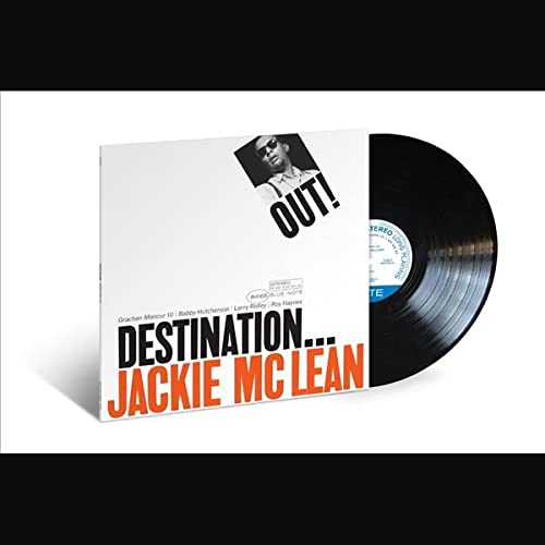 Jackie McLean’s “Destination Out” vinyl record with a portrait cover.