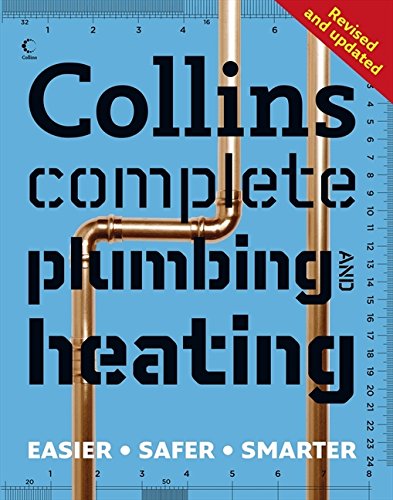 Book cover for Collins Complete Plumbing and Central Heating with copper pipes on blue background.