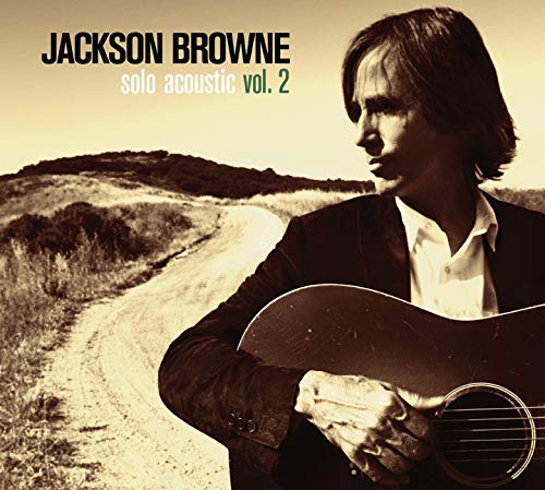 Jackson Browne album cover: sepia-toned portrait with guitar and landscape.