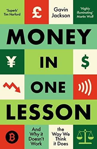 Book cover with colorful blocks displaying currency symbols and text.