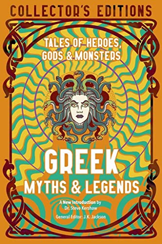Book cover featuring Medusa with snakes for hair against a wavy orange-teal background.