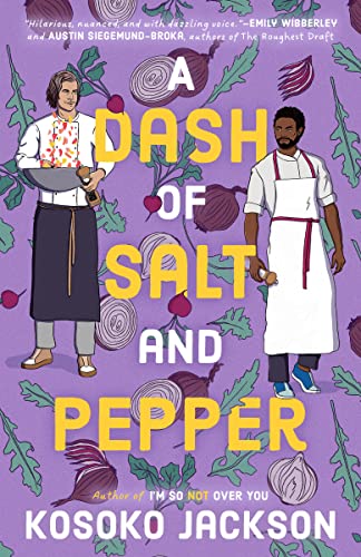 Book cover featuring two male chefs against a purple background with vegetable illustrations.
