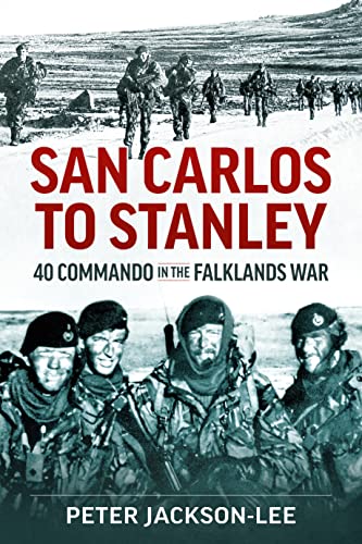 Book cover depicting soldiers in the Falklands War, titled "San Carlos to Stanley".