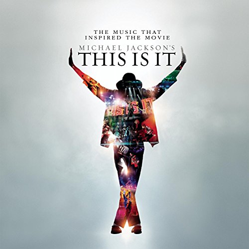 Silhouette of Michael Jackson with arms raised, filled with a collage of concert images.
