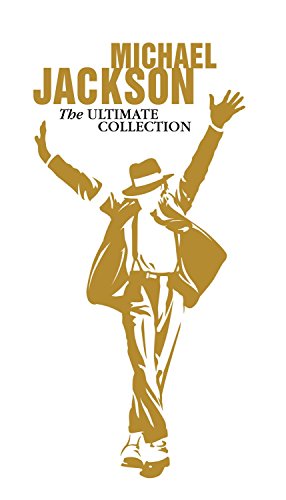 Golden silhouette of Michael Jackson in a dancing pose, album cover.