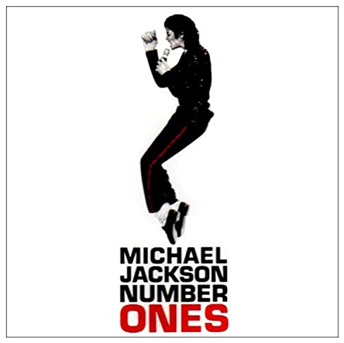 Michael Jackson album cover, "Number Ones," featuring a jumping silhouette.