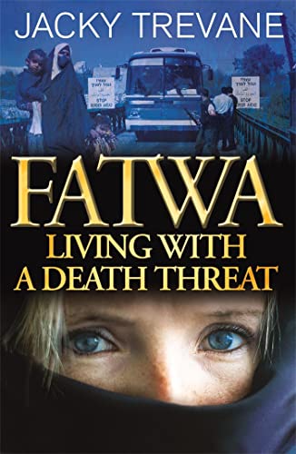 Book cover: "Fatwa," featuring a woman’s eyes and figures near a road.