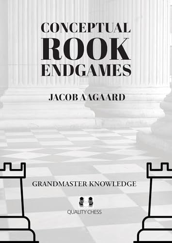 Black and white book cover with chess pieces and columns in background.