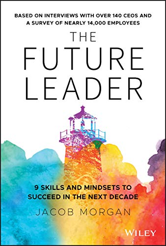 Book cover: "The Future Leader" with watercolor landscape and lighthouse.