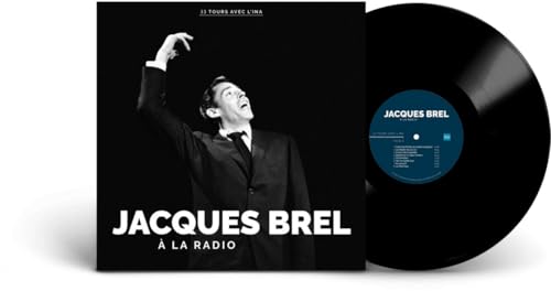 Jacques Brel vinyl record and album cover with a black and white portrait.