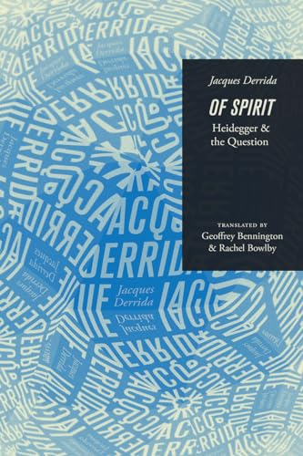Book cover: “Of Spirit” by Jacques Derrida, with abstract blue design.