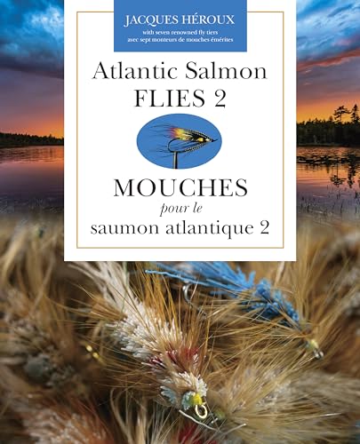 Book cover featuring salmon flies and a tranquil waterscape.