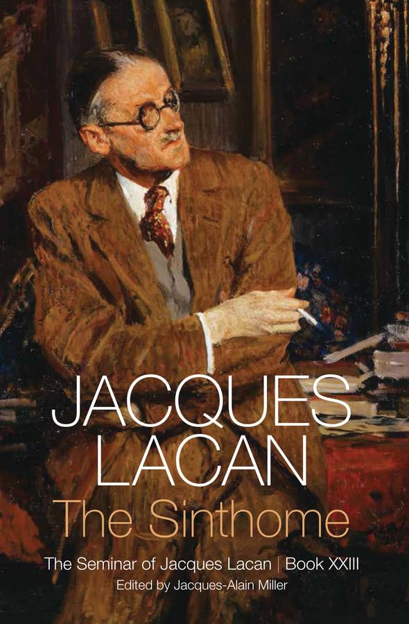 Book cover featuring a portrait of Jacques Lacan and the title “The Sinthome.”