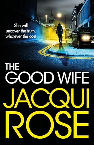 Book cover: woman walking down a dark city street at night.