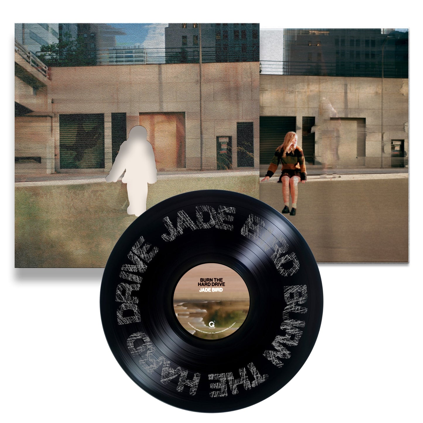 Jade Bird’s “Burn The Hard Drive” vinyl record with album artwork.
