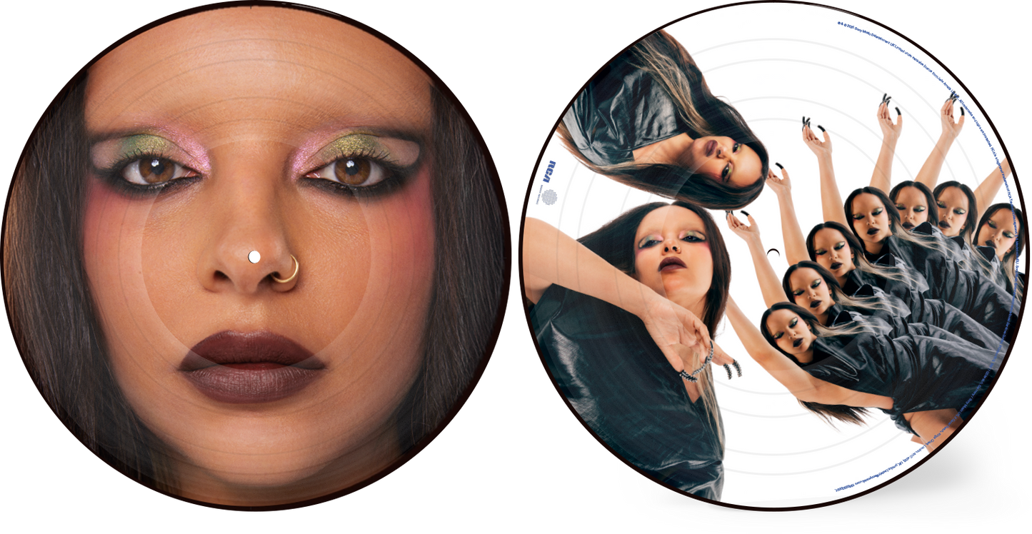 Jade’s portrait on a circular, gold-toned picture disc vinyl record.