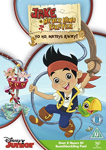 DVD cover featuring Jake, his parrot, and friends from Disney Junior's Never Land Pirates.