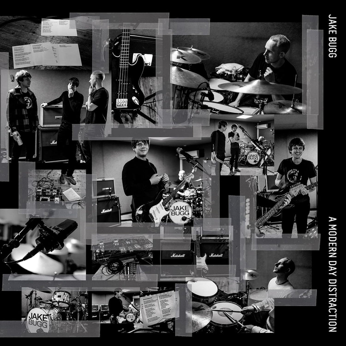 Album cover for Jake Bugg’s “A Modern Day Distraction (DLX)” with collage imagery.