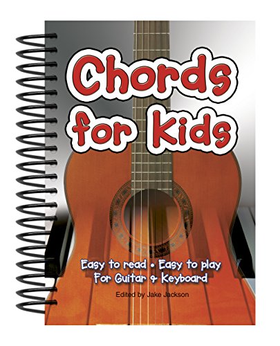 Spiral-bound music book titled “Chords for Kids” with a guitar image.