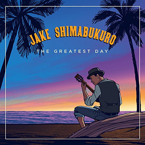 CD cover: Jake Shimabukuro playing ukulele on a beach at sunset.