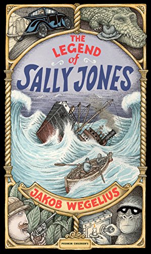 Book cover: stormy seas, sinking ship, small boat, and illustrated characters.