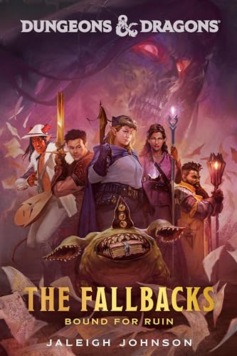 Book cover featuring five fantasy adventurers facing a large dragon.