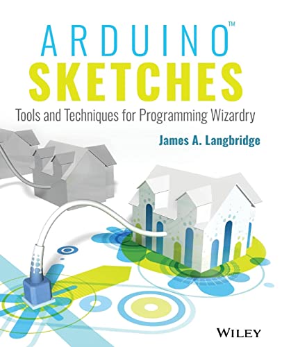 Book cover: "Arduino Sketches" with illustrated houses and circuitry.